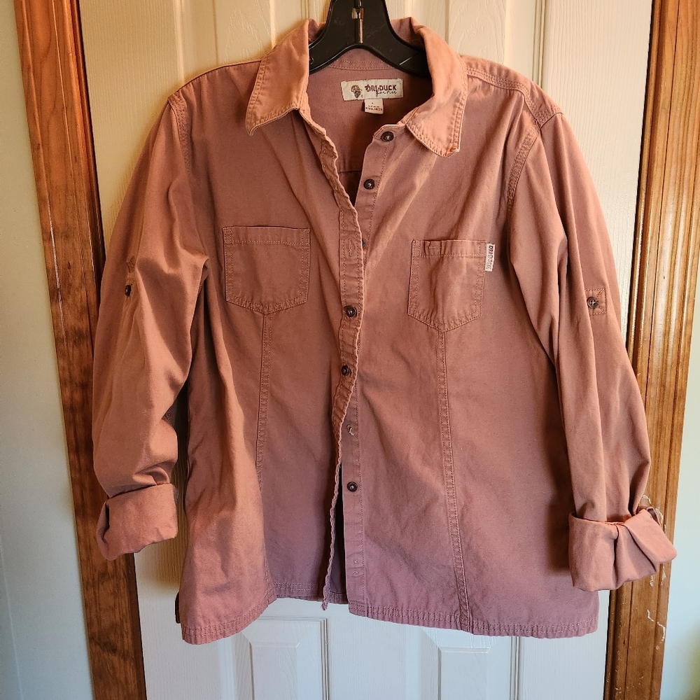 Dri-Duck womens salmon color workwear work shirt L button down